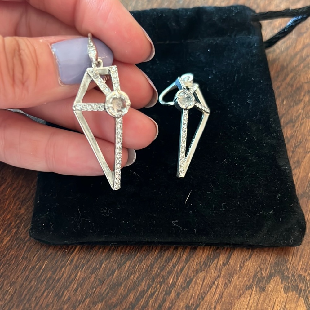 Silver and crystal drop earring